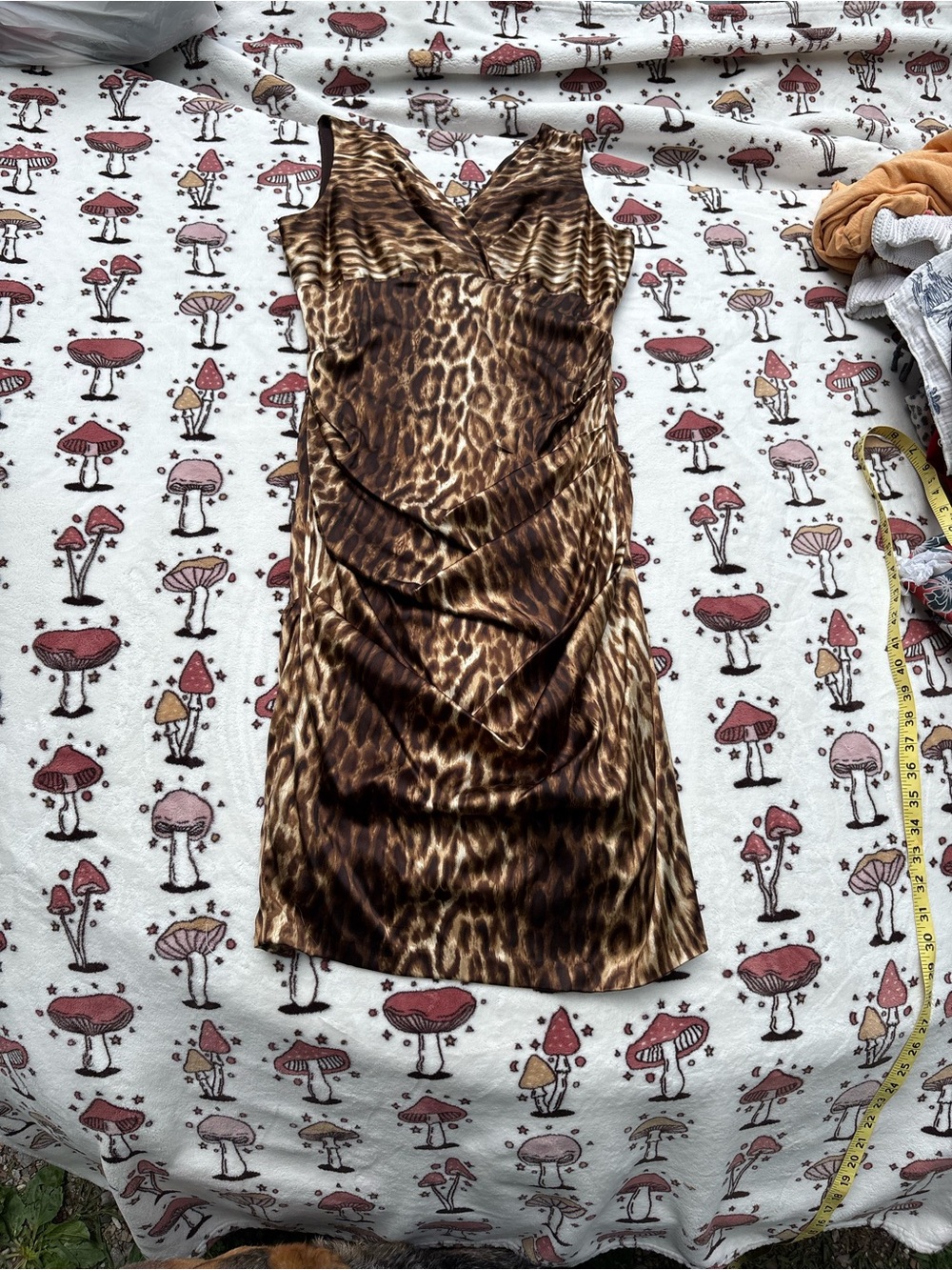 Y2K Cache Leopard Print V-Neck Dress Size 10